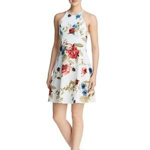 Aqua Strappy Floral Print Dress, Size M